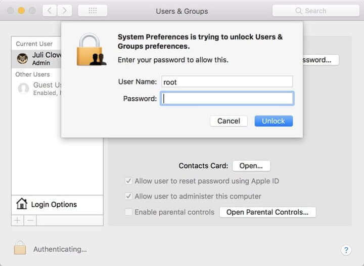 administrator access macos